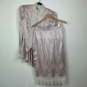 Jessica McClintock Vintage Victorian Silk Skirt/Blouse Set